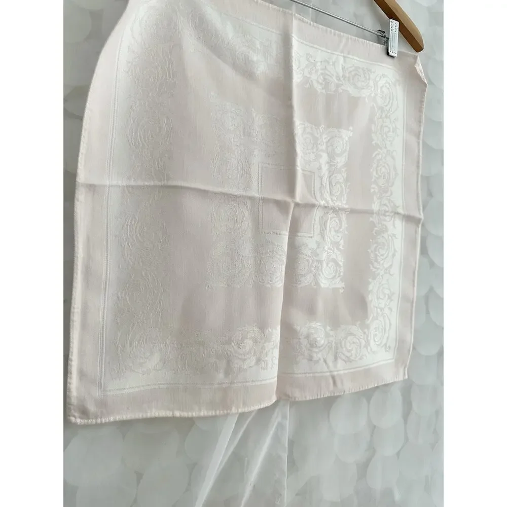 Vintage MCM Double Damask Pale Pink Napkins Chrysanthemums Floral Set Of 8